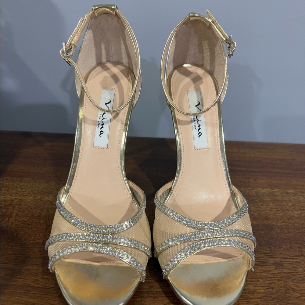 Glamorous Gold High Heeled Sandals
